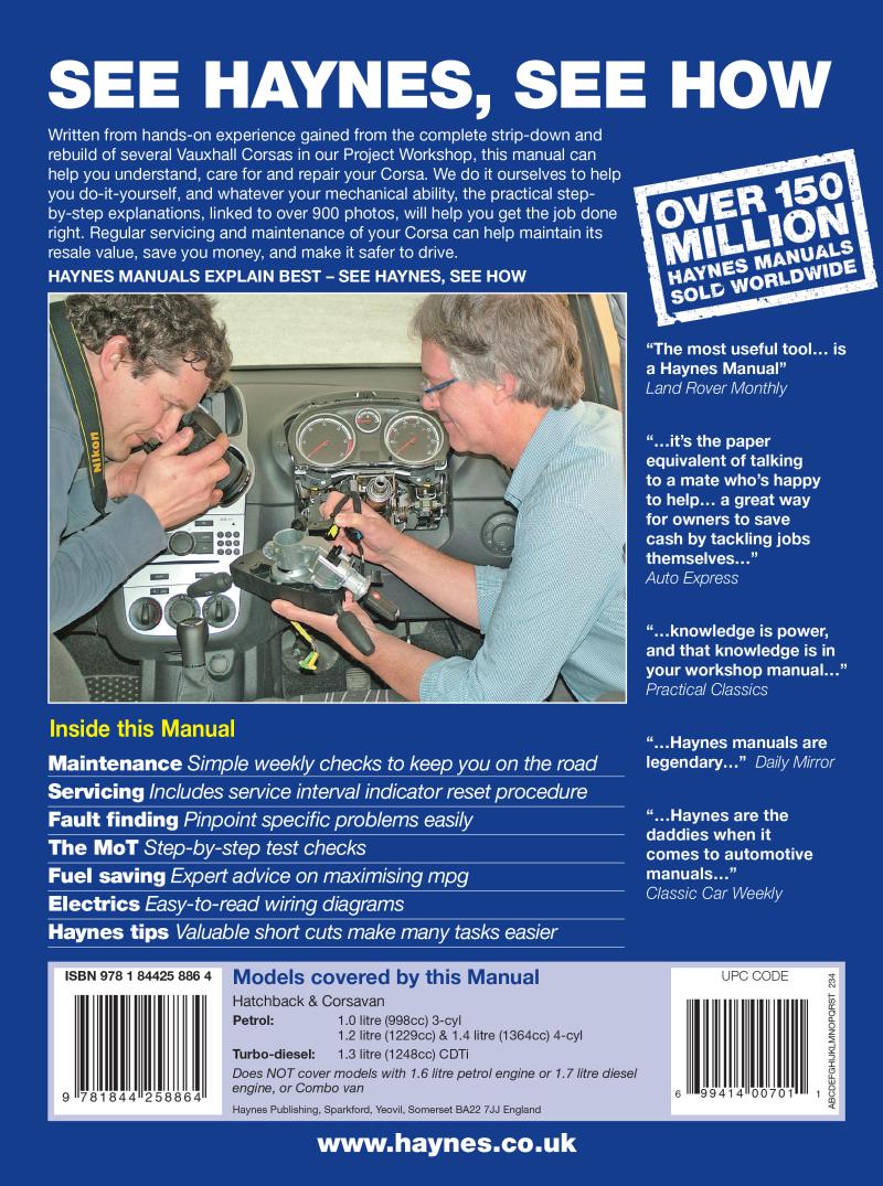 Vauxhall/Opel Corsa Petrol & Diesel (Sept 06 - 10) Haynes Repair Manual