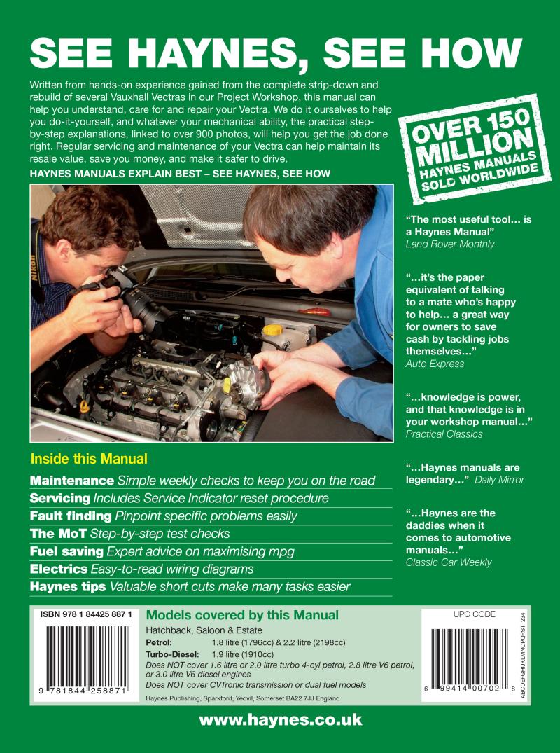 Vauxhall/Opel Vectra Petrol & Diesel (Oct 05 - Oct 08) Haynes Repair Manual