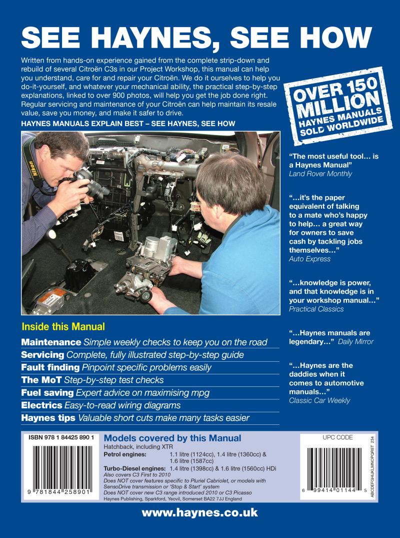 Citroen C3 Petrol & Diesel (02 - 09) Haynes Repair Manual