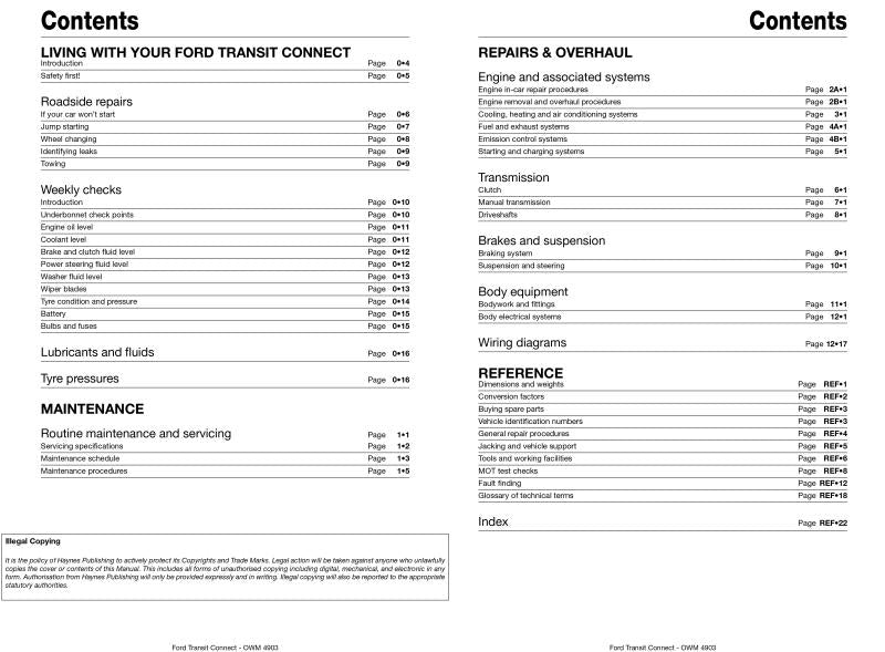 Ford Transit Connect Diesel (02 - 11) Haynes Repair Manual