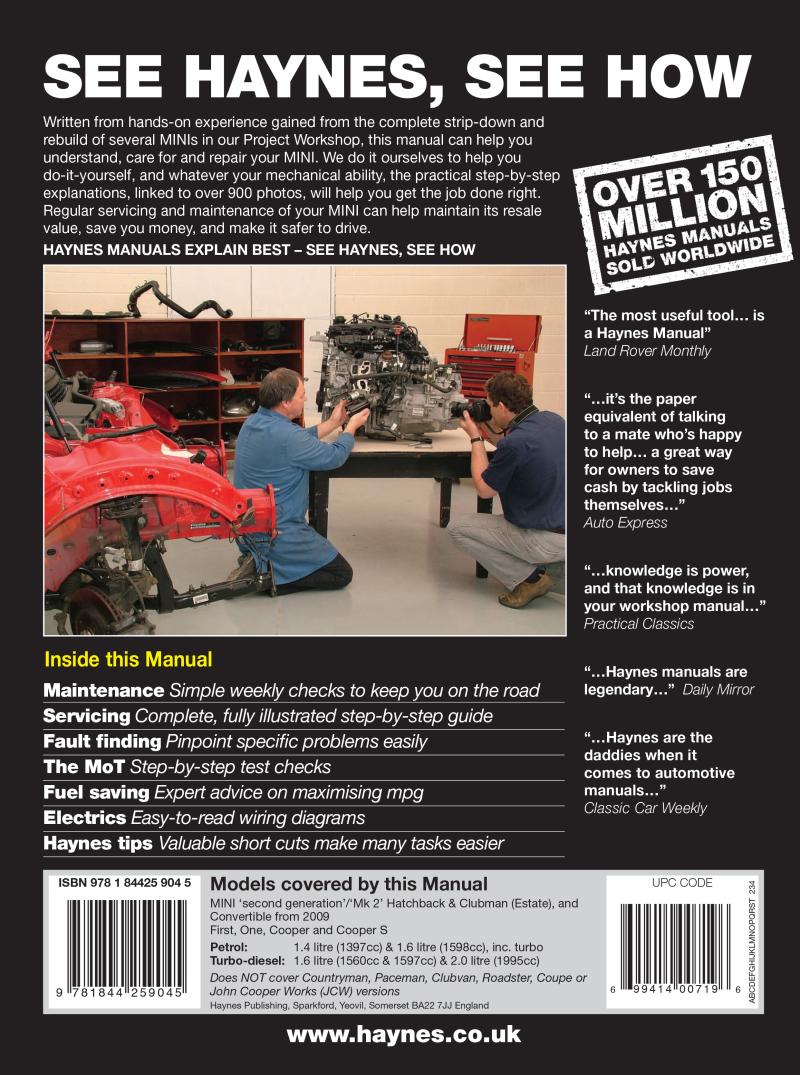 MINI Petrol & Diesel (Nov 06 - 13) Haynes Repair Manual