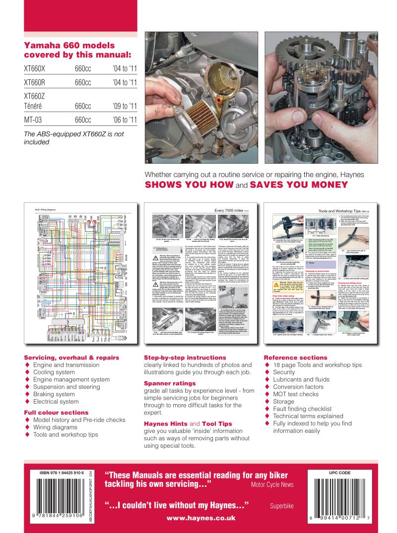 Yamaha XT660 & MT-03 (04 - 11) Haynes Repair Manual