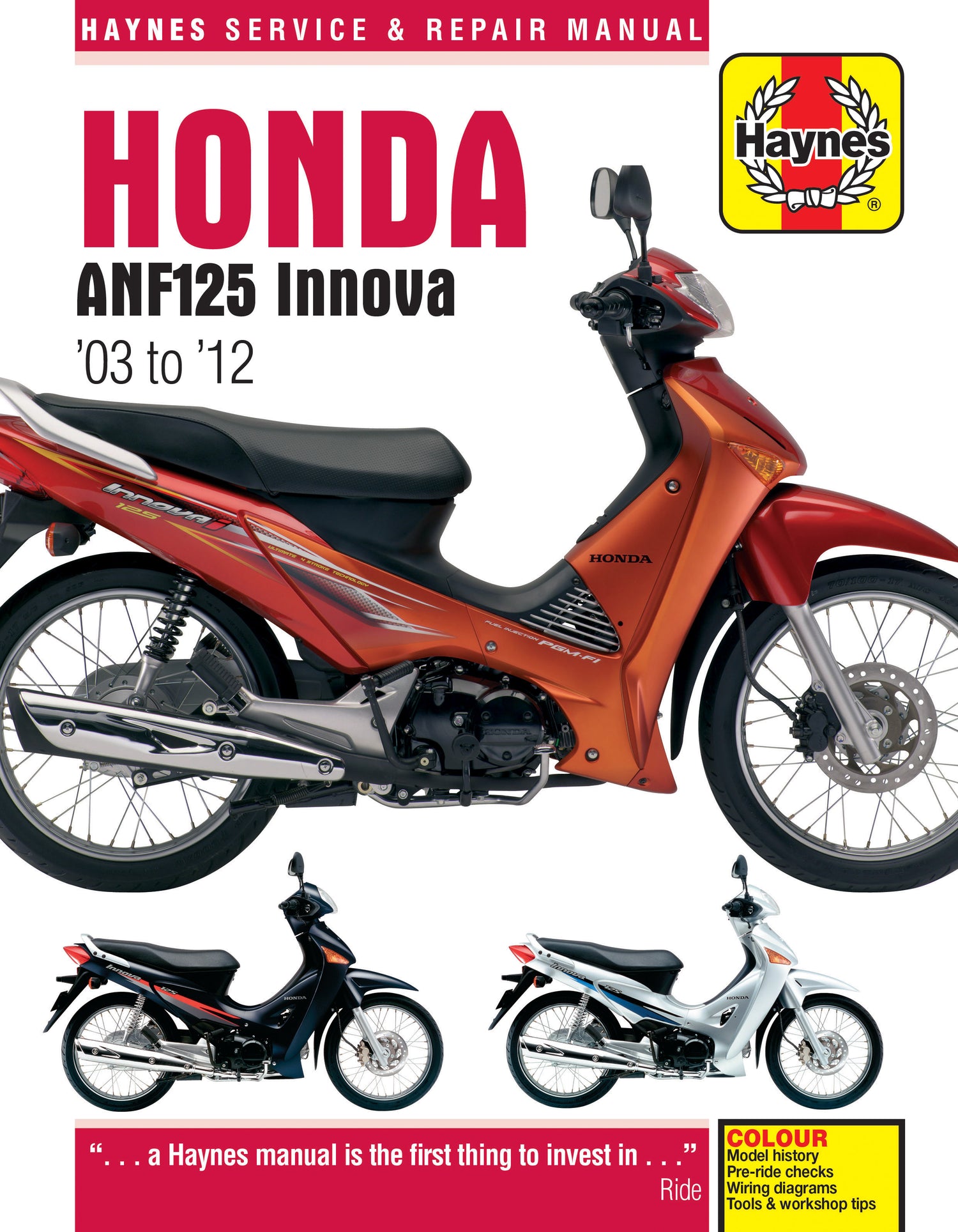 Honda ANF125 Innova Scooter (03 - 12) Haynes Repair Manual