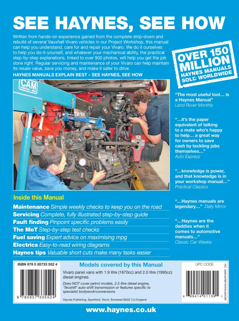 Vauxhall/Opel Vivaro Diesel (01 - 11) Haynes Repair Manual