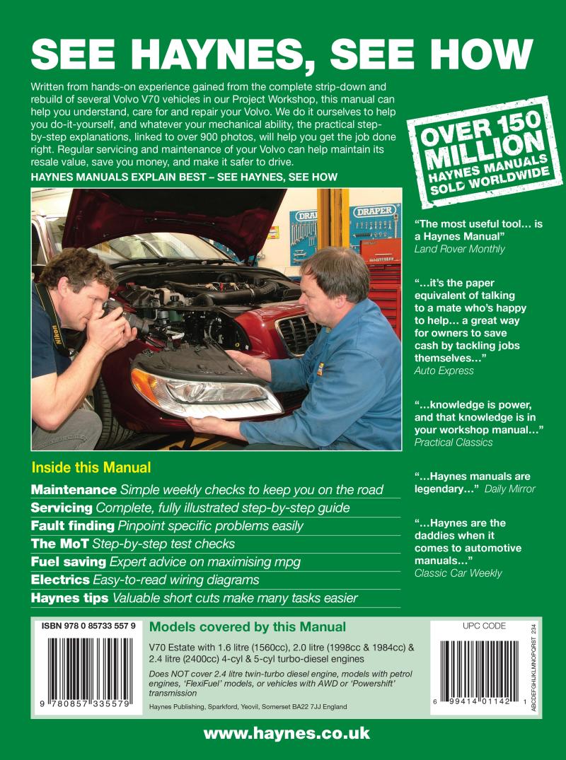 Volvo V70 Diesel (June 07 – 12) Haynes Repair Manual