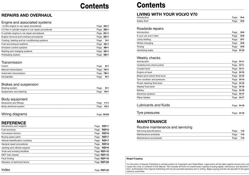 Volvo V70 Diesel (June 07 – 12) Haynes Repair Manual