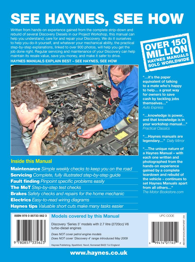 Land Rover Discovery Diesel (Aug 04 - Apr 09) Haynes Repair Manual