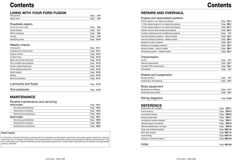 Ford Fusion Petrol & Diesel (02 – 12) Haynes Repair Manual