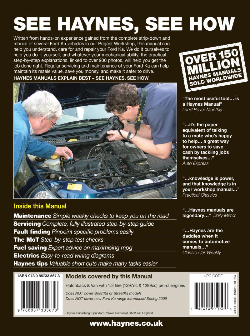 Ford Ka (96 - 08) Haynes Repair Manual