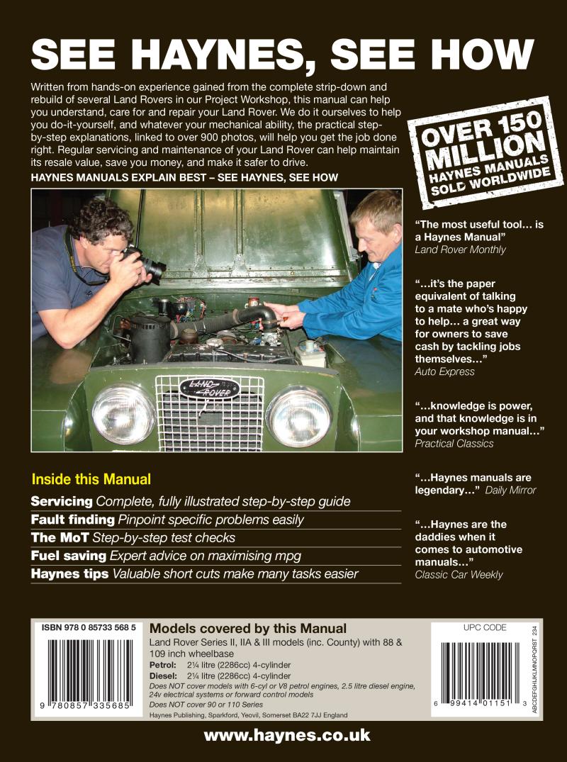 Land Rover Series II, IIA & III Petrol & Diesel (58 - 85) Haynes Repair Manual