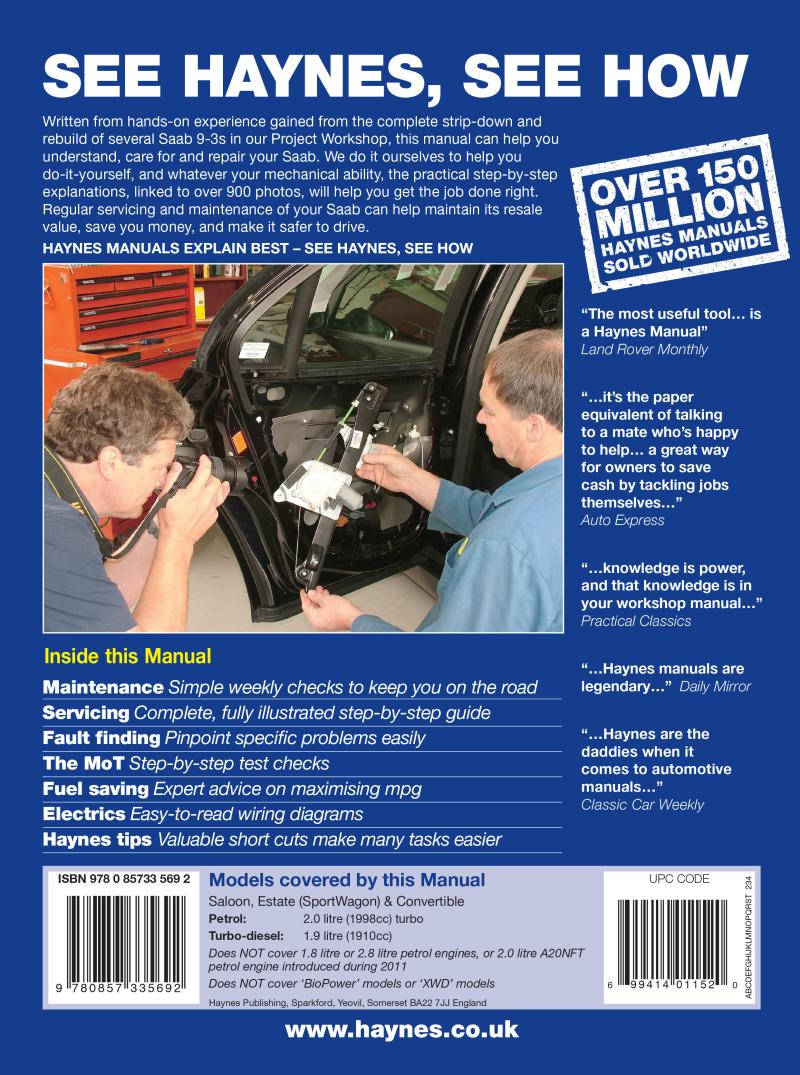 SAAB 9-3 Petrol & Diesel (07 - 11) Haynes Repair Manual