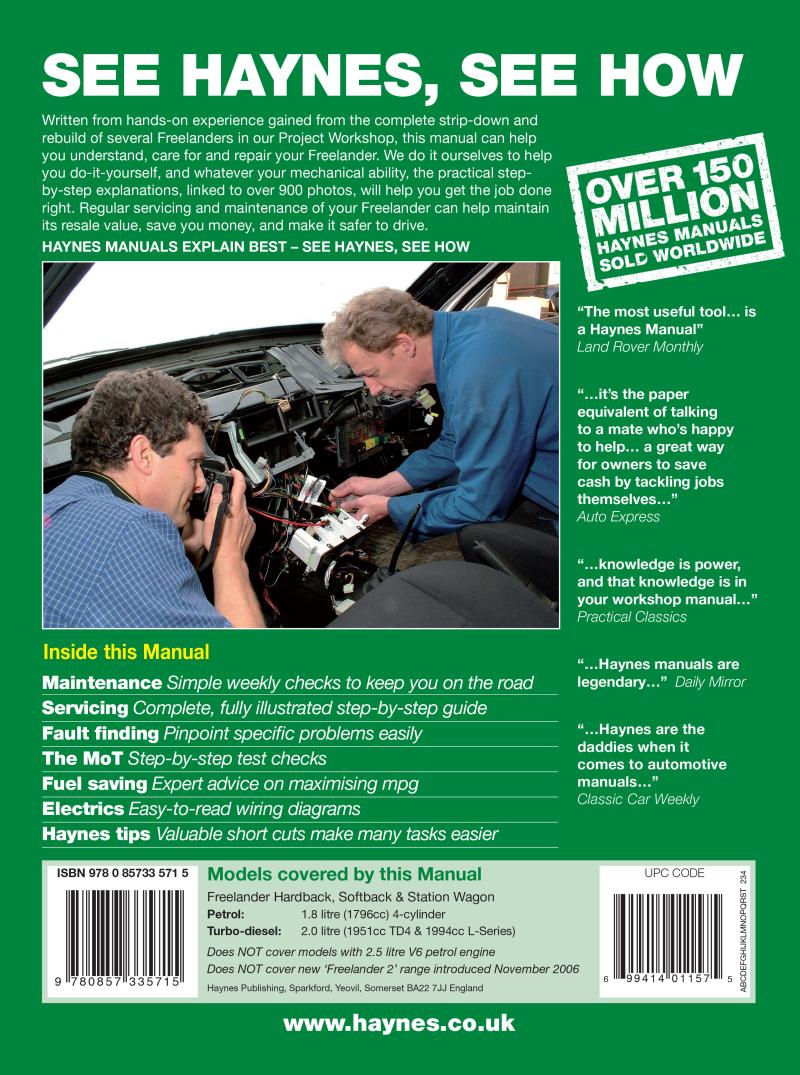 Land Rover Freelander (97 - Oct 06) Haynes Repair Manual