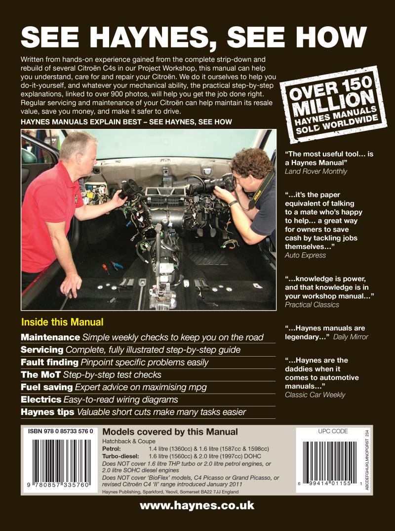 Citroen C4 Petrol & Diesel (04 – 10) Haynes Repair Manual