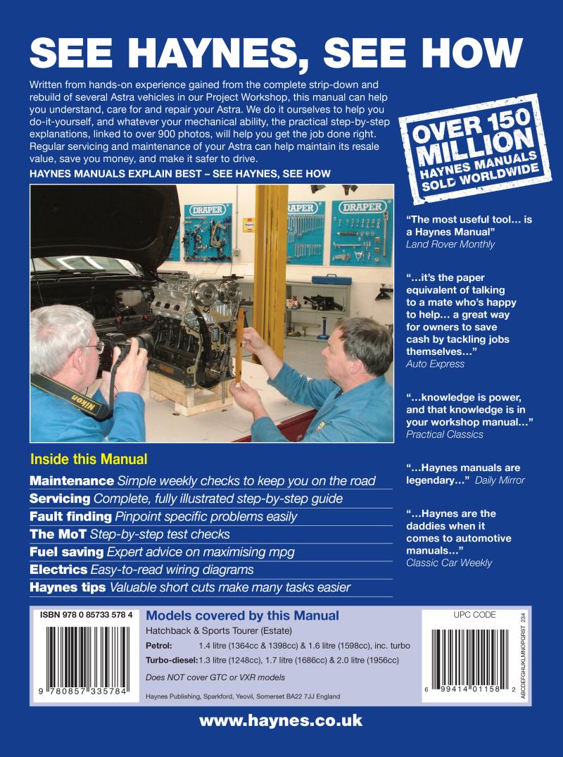 Vauxhall/Opel Astra (Dec 09 - 13) Haynes Repair Manual