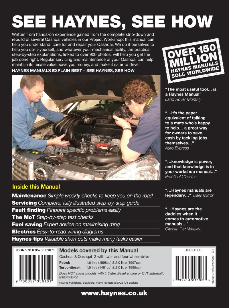 Nissan Qashqai Petrol & Diesel 2007 - 2013 Haynes Repair Manual