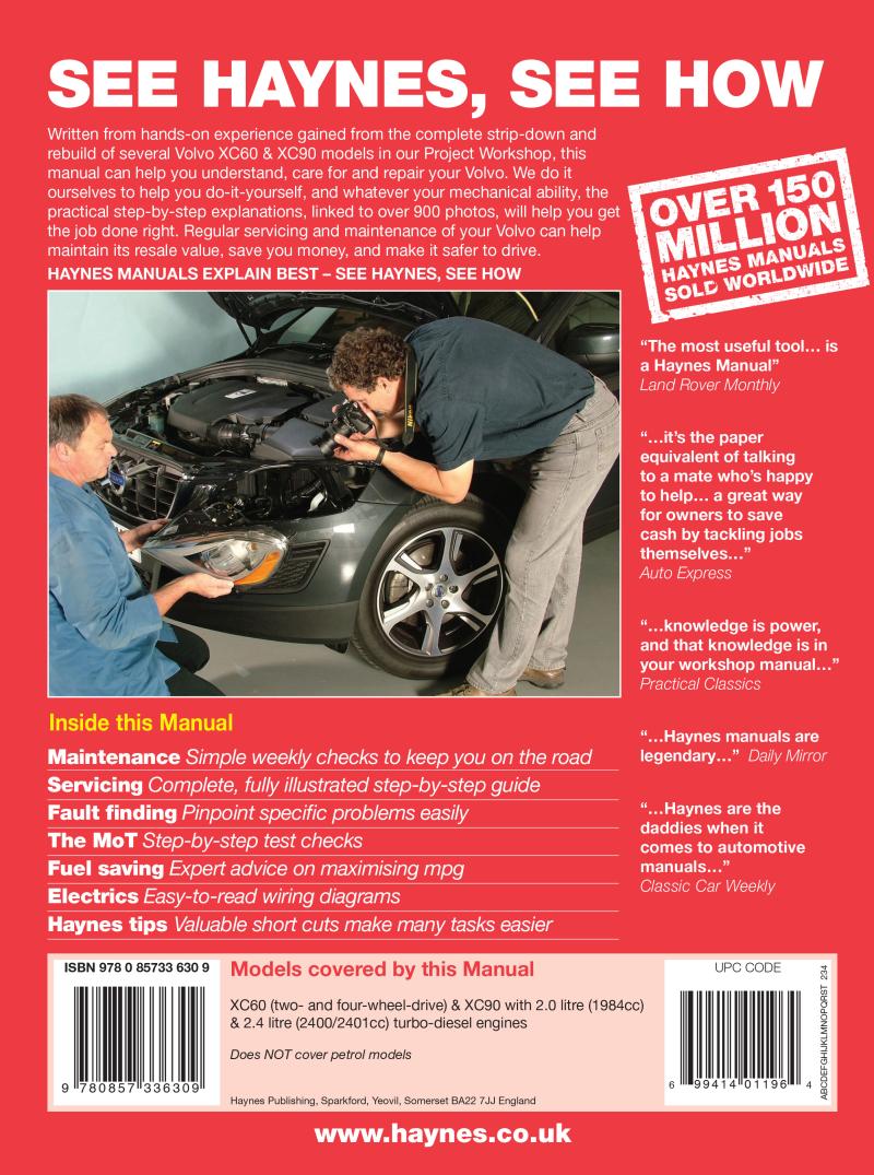 Volvo XC60 & XC90 Diesel (03 - 13) Haynes Repair Manual
