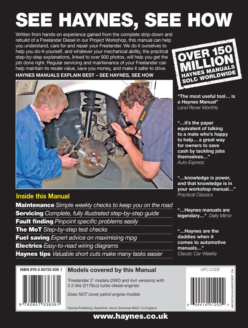 Land Rover Freelander (Nov 06 - 14) Haynes Repair Manual