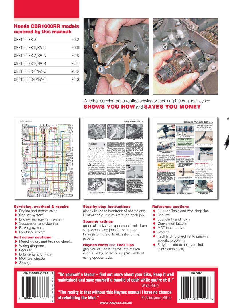 Honda CBR1000RR Fireblade (08 - 13) Haynes Repair Manual – Haynes