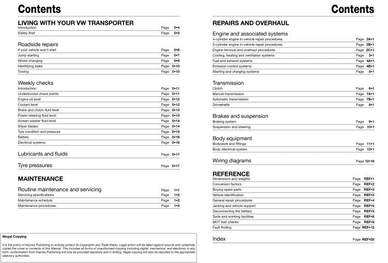 VW T4 Transporter Diesel (90 - June 03) Haynes Repair Manual