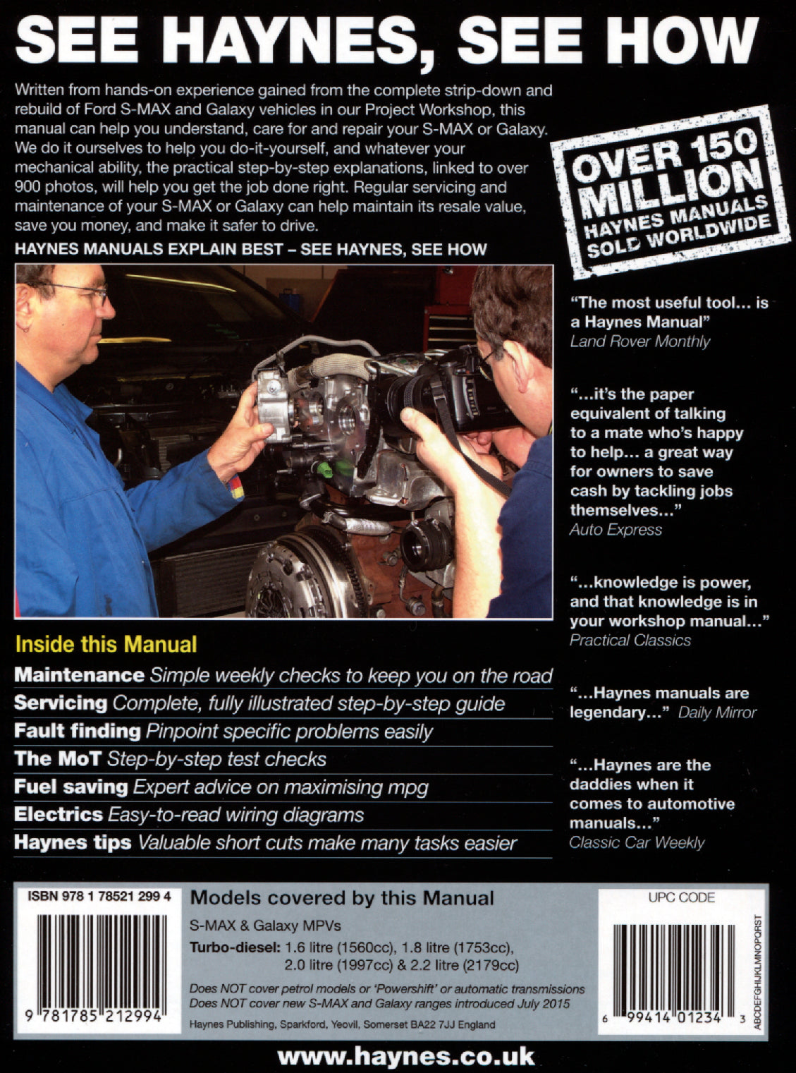 Ford S-MAX & Galaxy Diesel (Mar 06 - July 15) Haynes Repair Manual