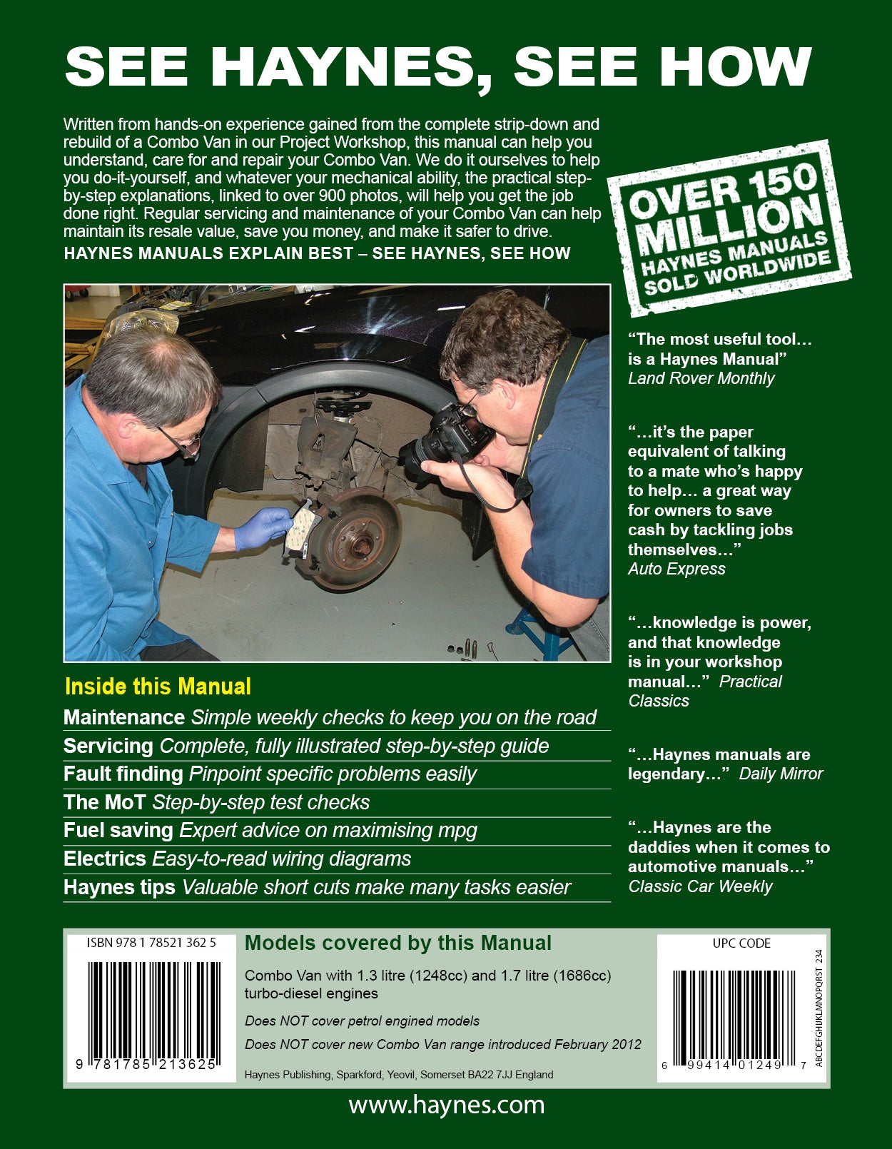 Vauxhall/Opel Combo Diesel Van (Oct 2001 to Jan 2012) 51 to 61 Haynes Repair Manual