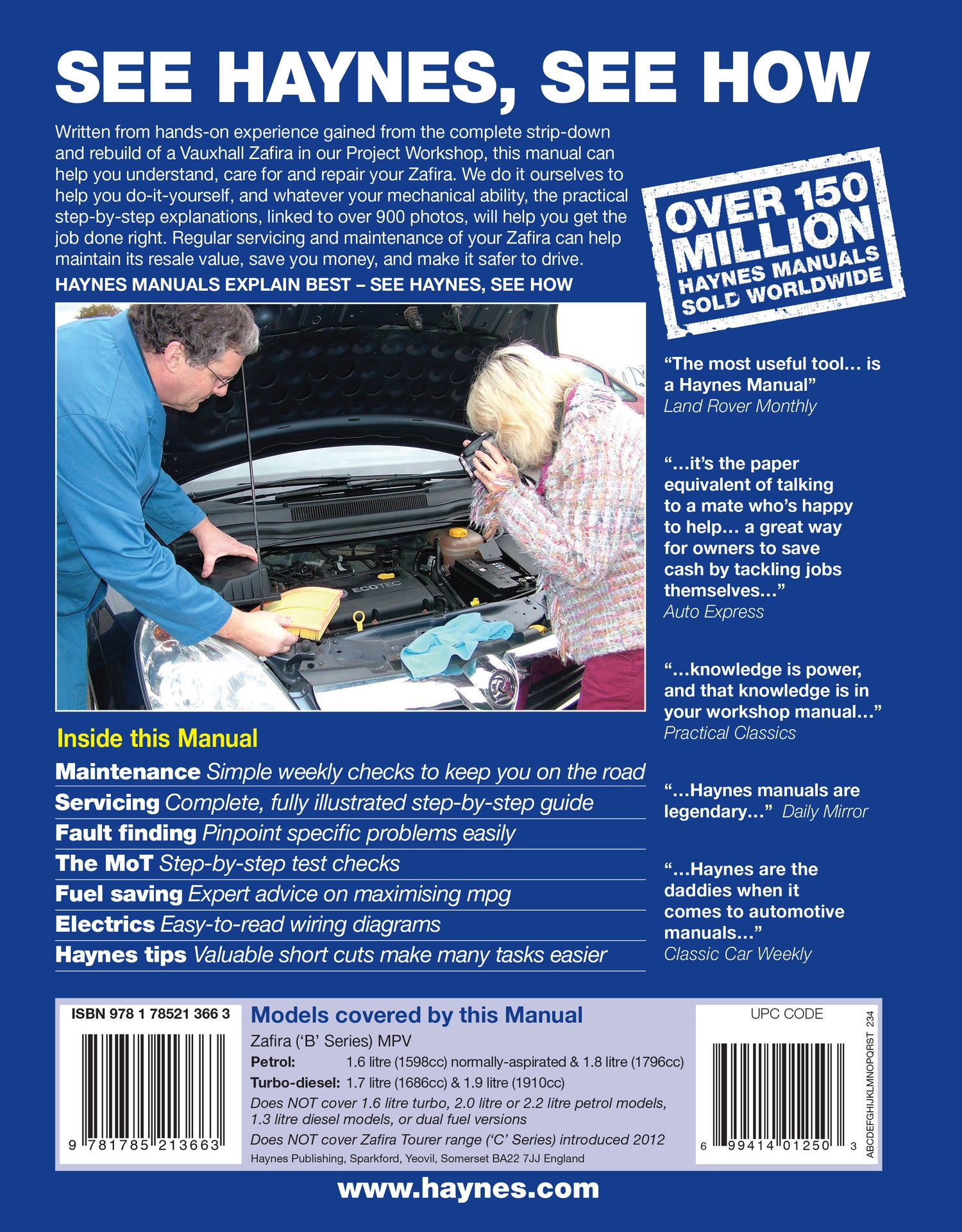 Vauxhall/Opel Zafira (Mar 09-14) 09 to 64 Haynes Repair Manual