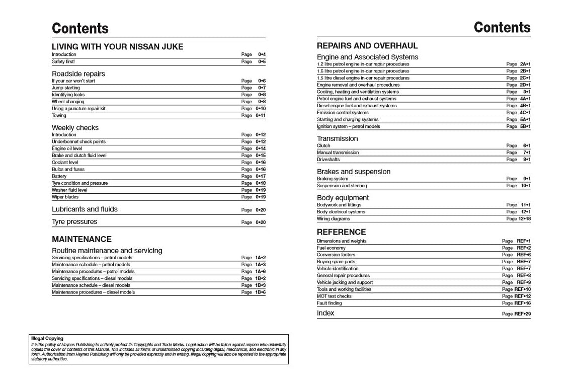 Nissan Juke (10 - 18) Haynes Repair Manual