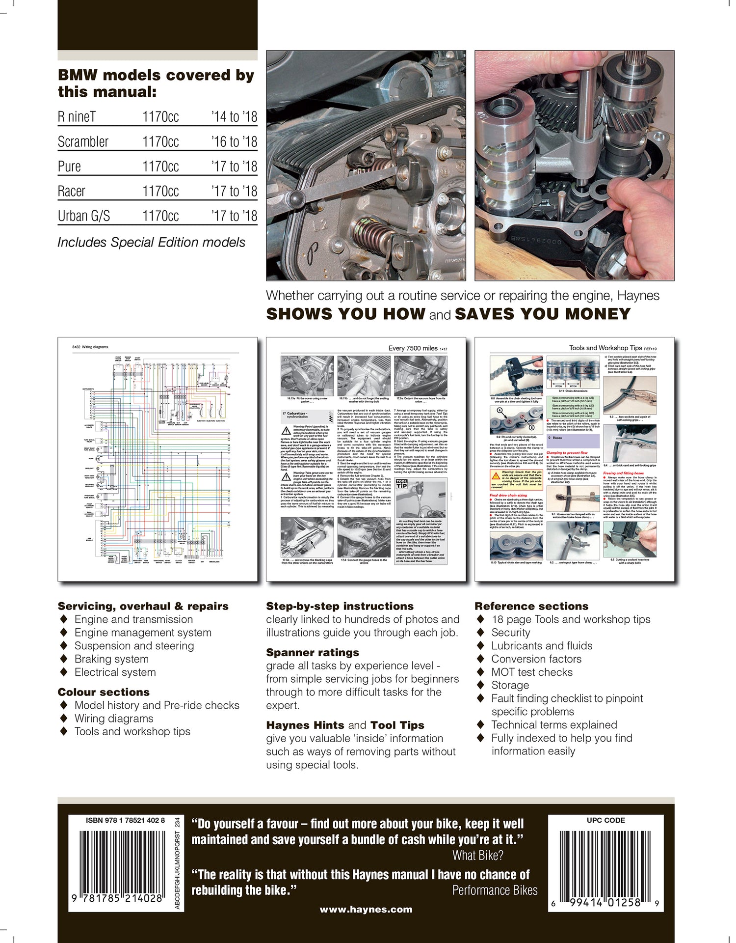 BMW R nineT (2014 - 2018) Haynes Repair Manual
