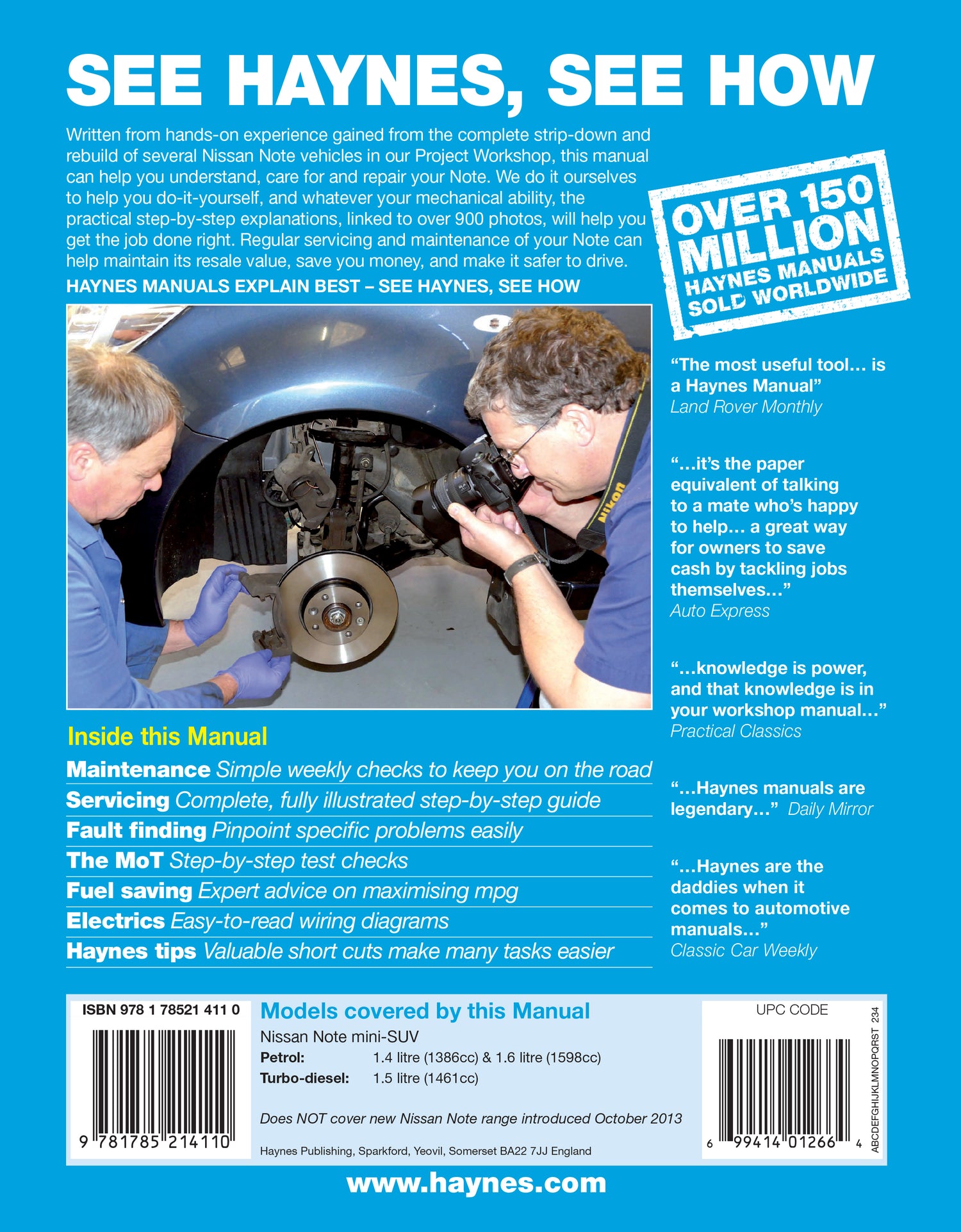 Nissan Note Petrol & Diesel (06 - Sept 13) 06 to 63 Haynes Repair Manual