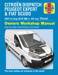Citroen Dispatch, Peugeot Expert & Fiat Scudo Diesel 56 to 16 (07 - Aug 16) Haynes Repair Manual