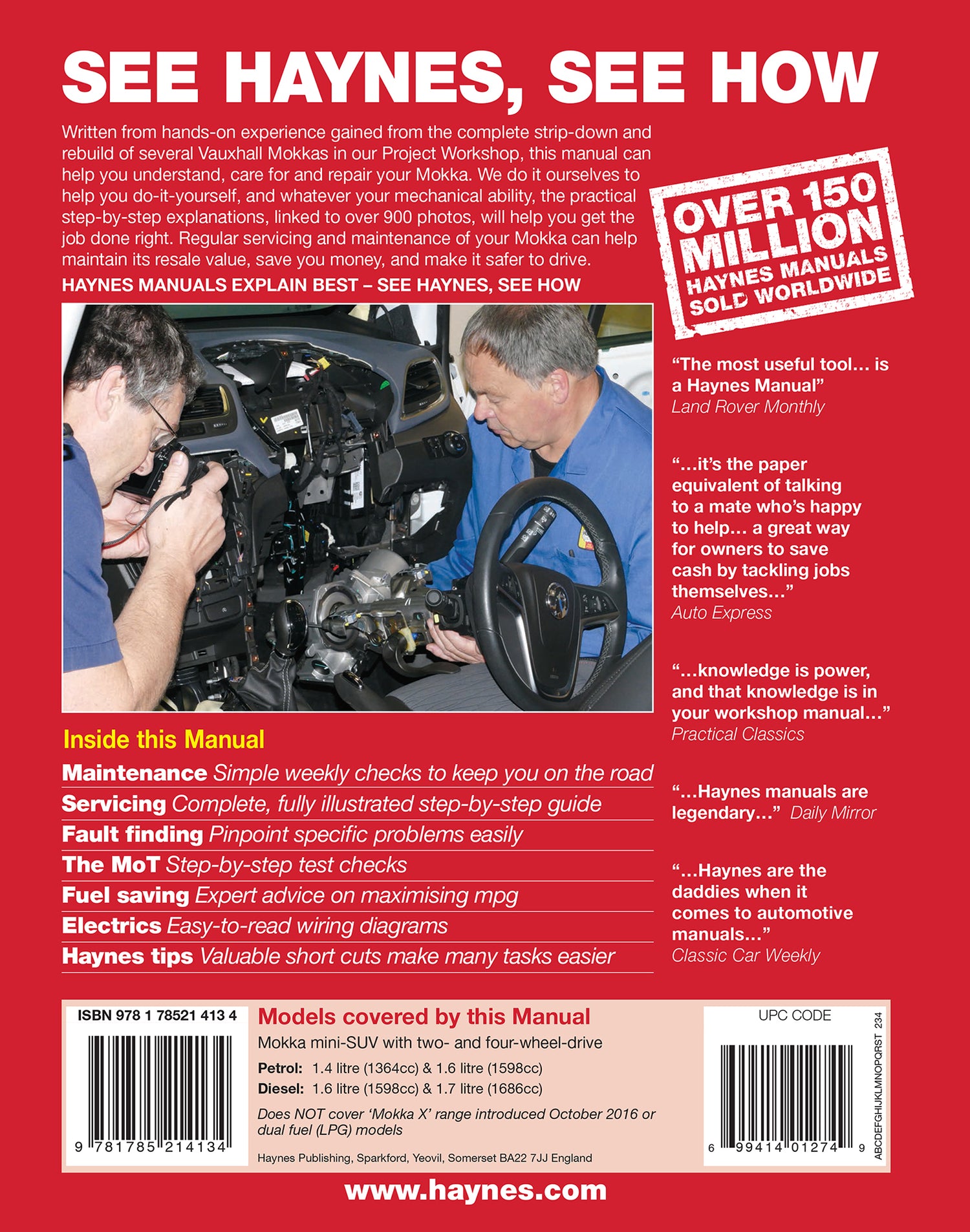 Vauxhall/Opel Mokka Petrol & Diesel (12 - Sept 16) 62 to 66 Haynes Repair Manual