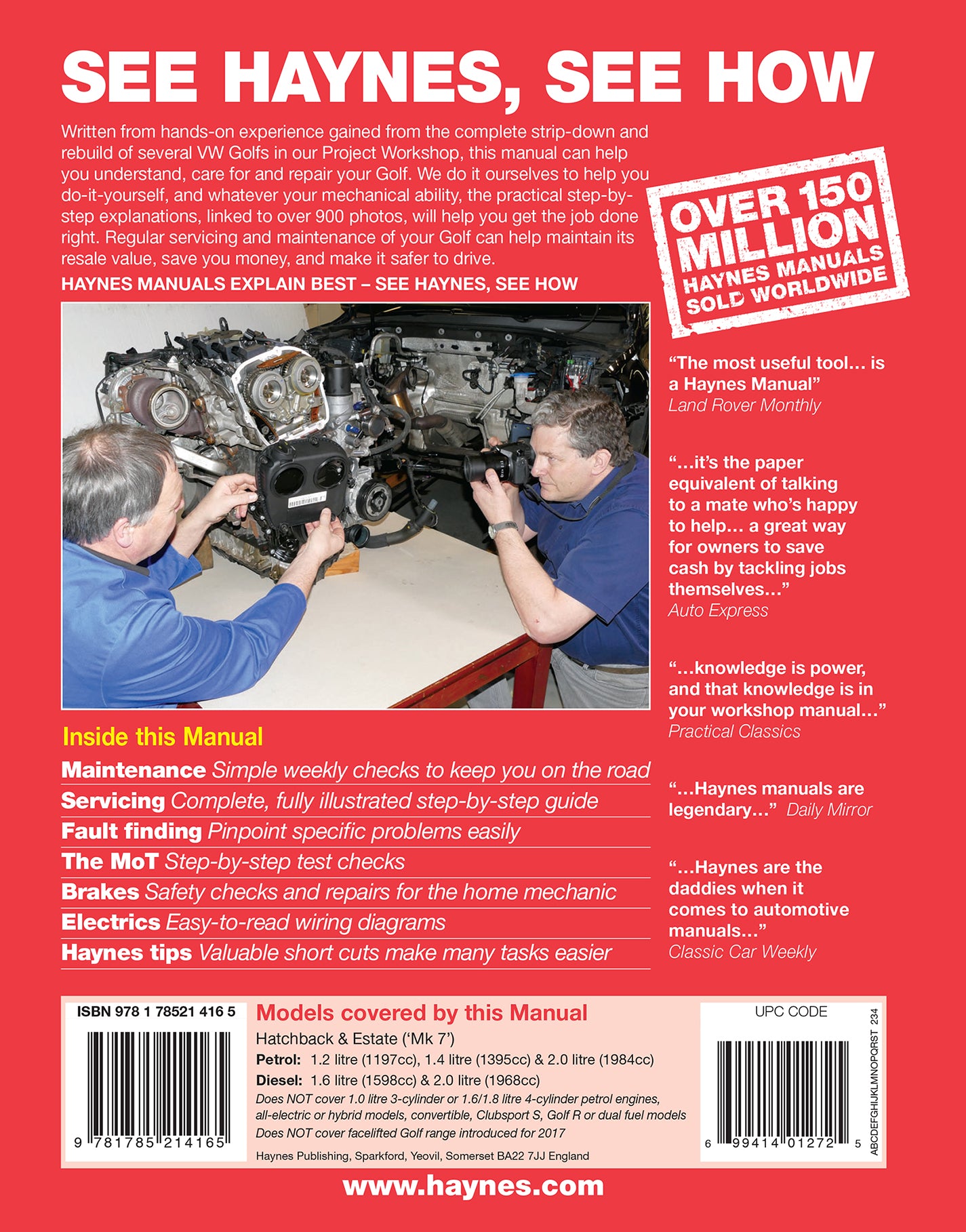 VW Golf petrol & diesel (13-16) 62 to 66 Haynes Repair Manual