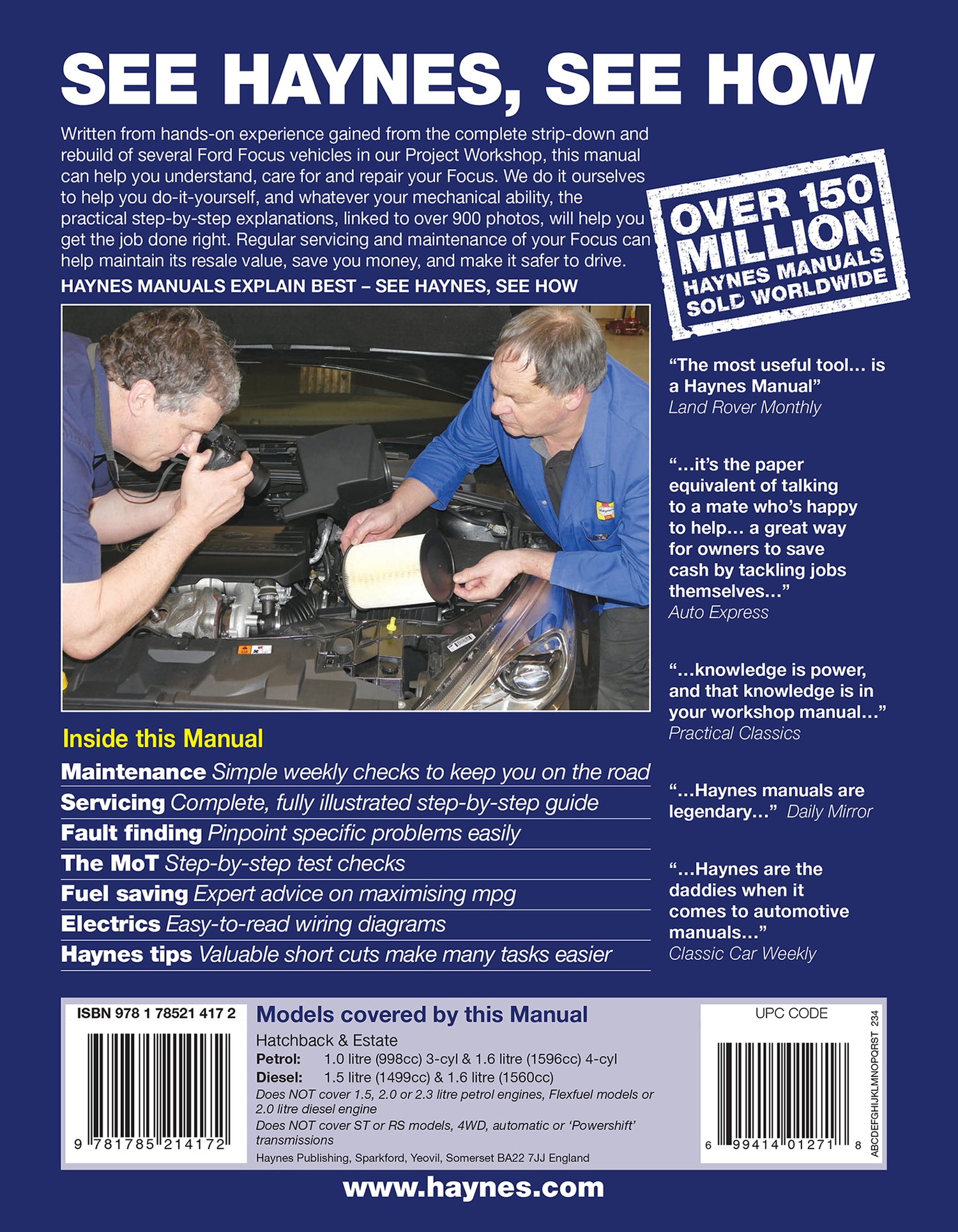 Ford Focus Petrol & Diesel 64 to 18 (Oct 14 - 18) Haynes Repair Manual