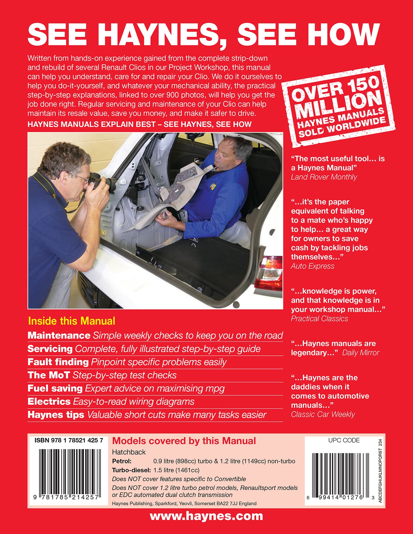 Renault Clio Petrol & Diesel (13 - 18) 62 to 18 Haynes Repair Manual