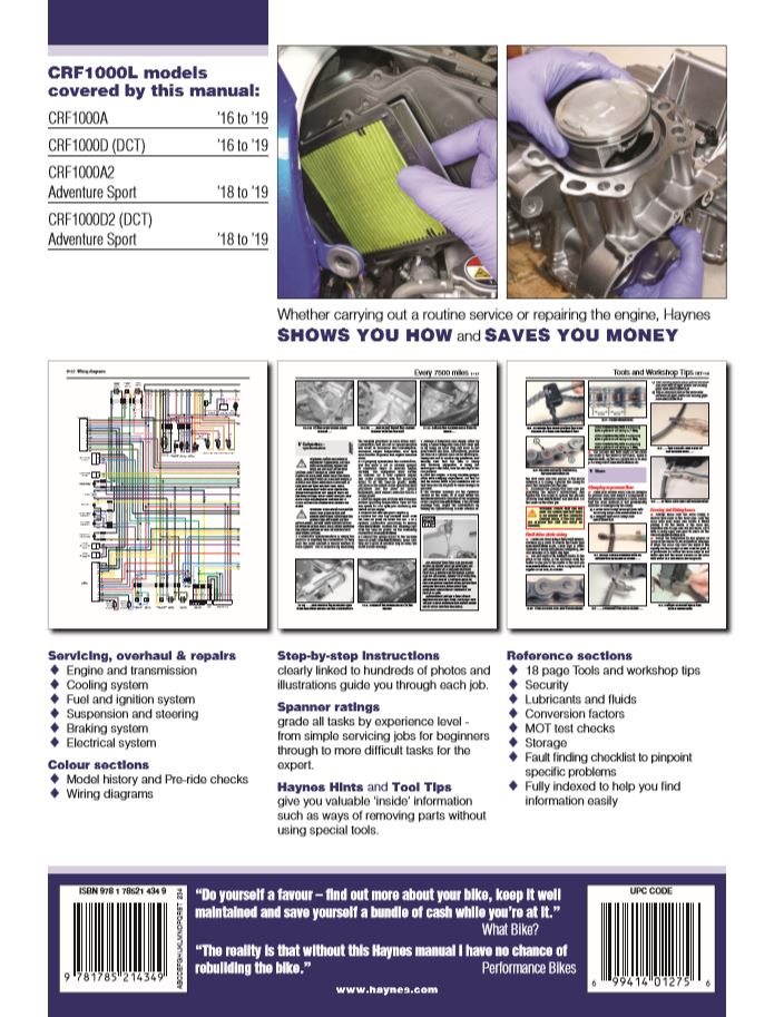 Honda CRF1000 Africa Twin (16-19) Haynes Repair Manual – Haynes