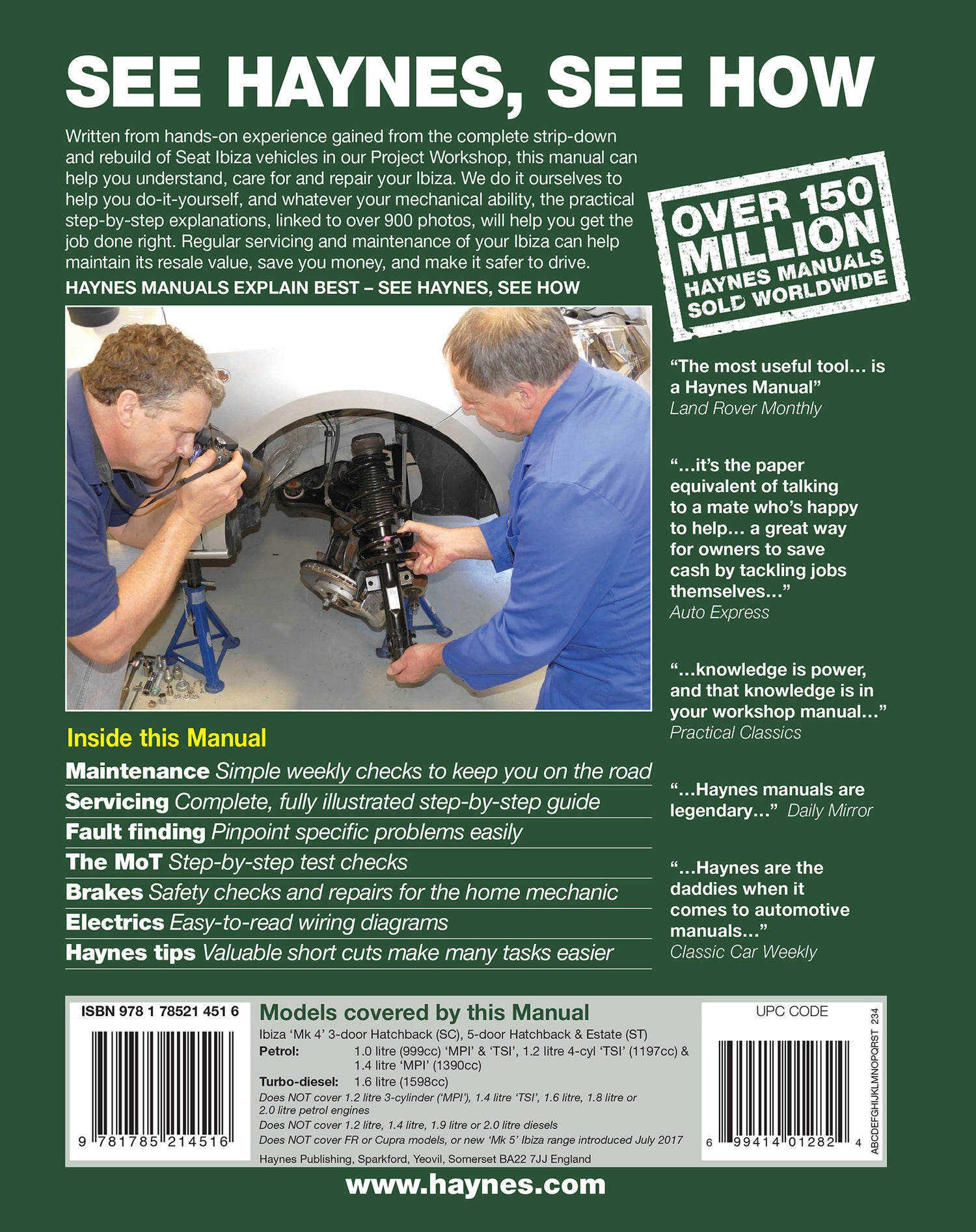 Seat Ibiza 2008 - 2017 Haynes Repair Manual