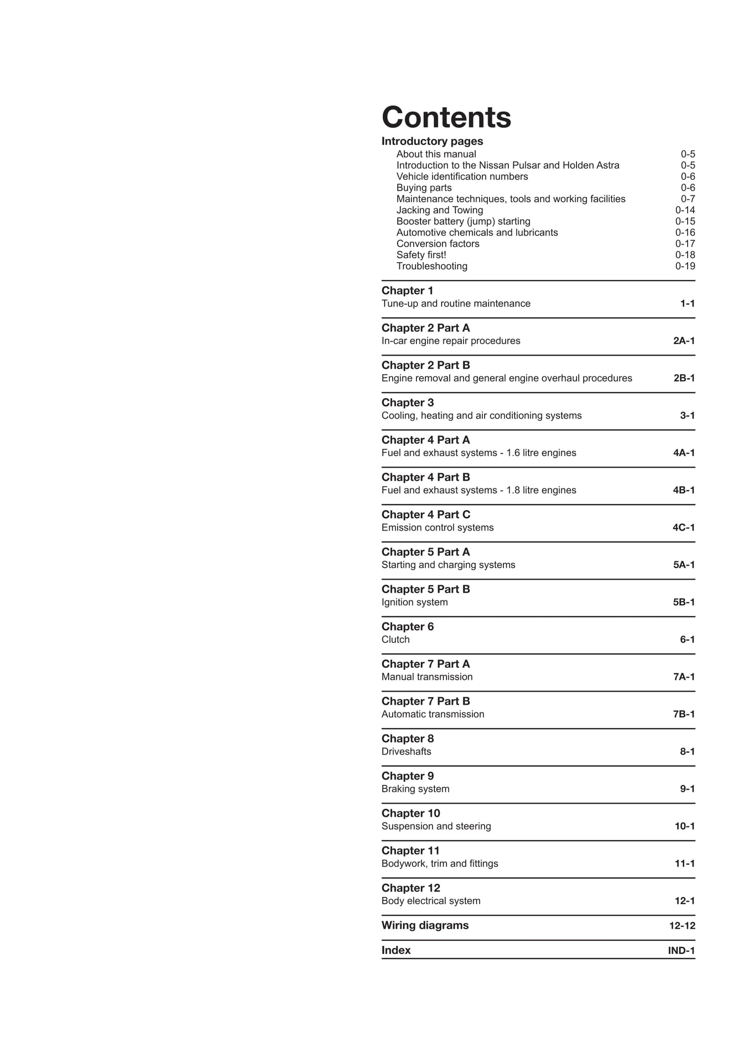 Nissan Pulsar (87-91) and Holden Astra (87-89) Haynes Repair Manual