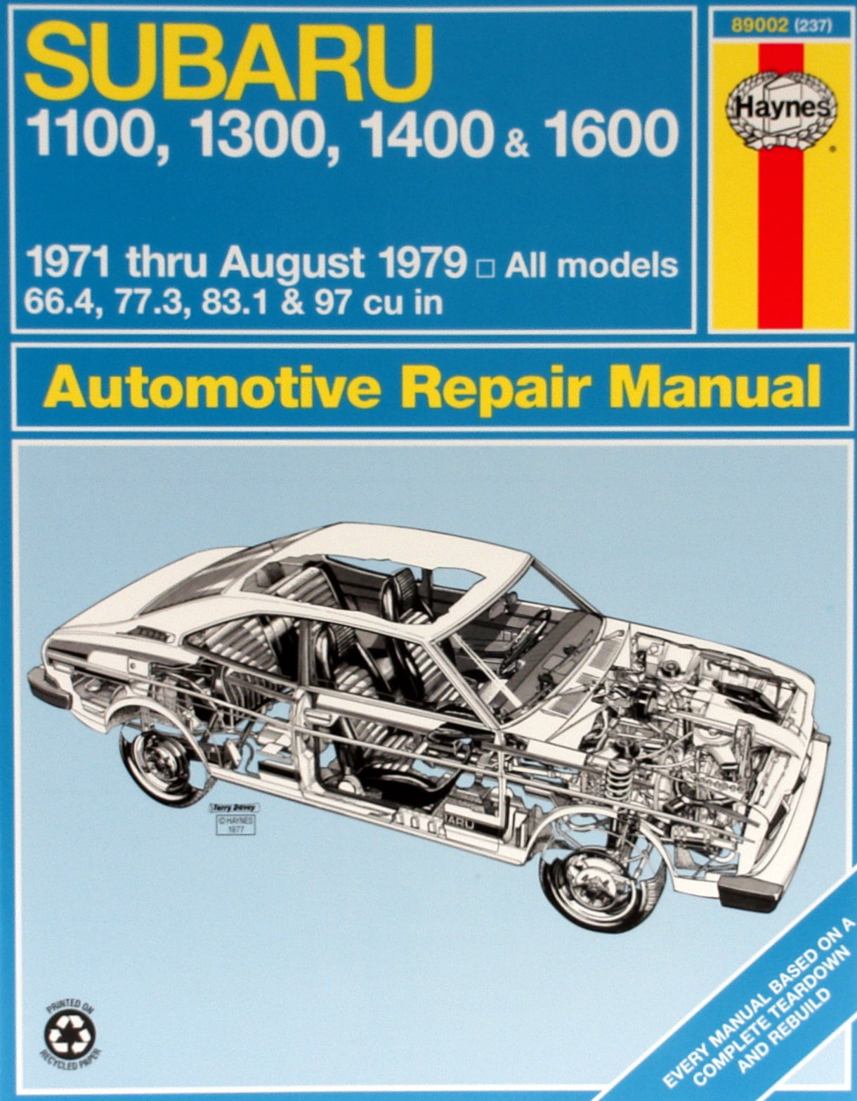 Subaru 1100, 1300, 1400 and 1600 inc. Sedan, Coupe Hardtop, Pick-up and Wagon (1971 - 1979) Haynes Repair Manual (USA)