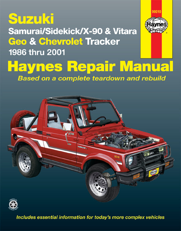 Suzuki Samurai (86-95), Sidekick (89-98), X-90 (96-98) & Vitara (99-01), Geo Tracker (86-97) & Chevrolet Tracker (98-01) Haynes Repair Manual (USA)