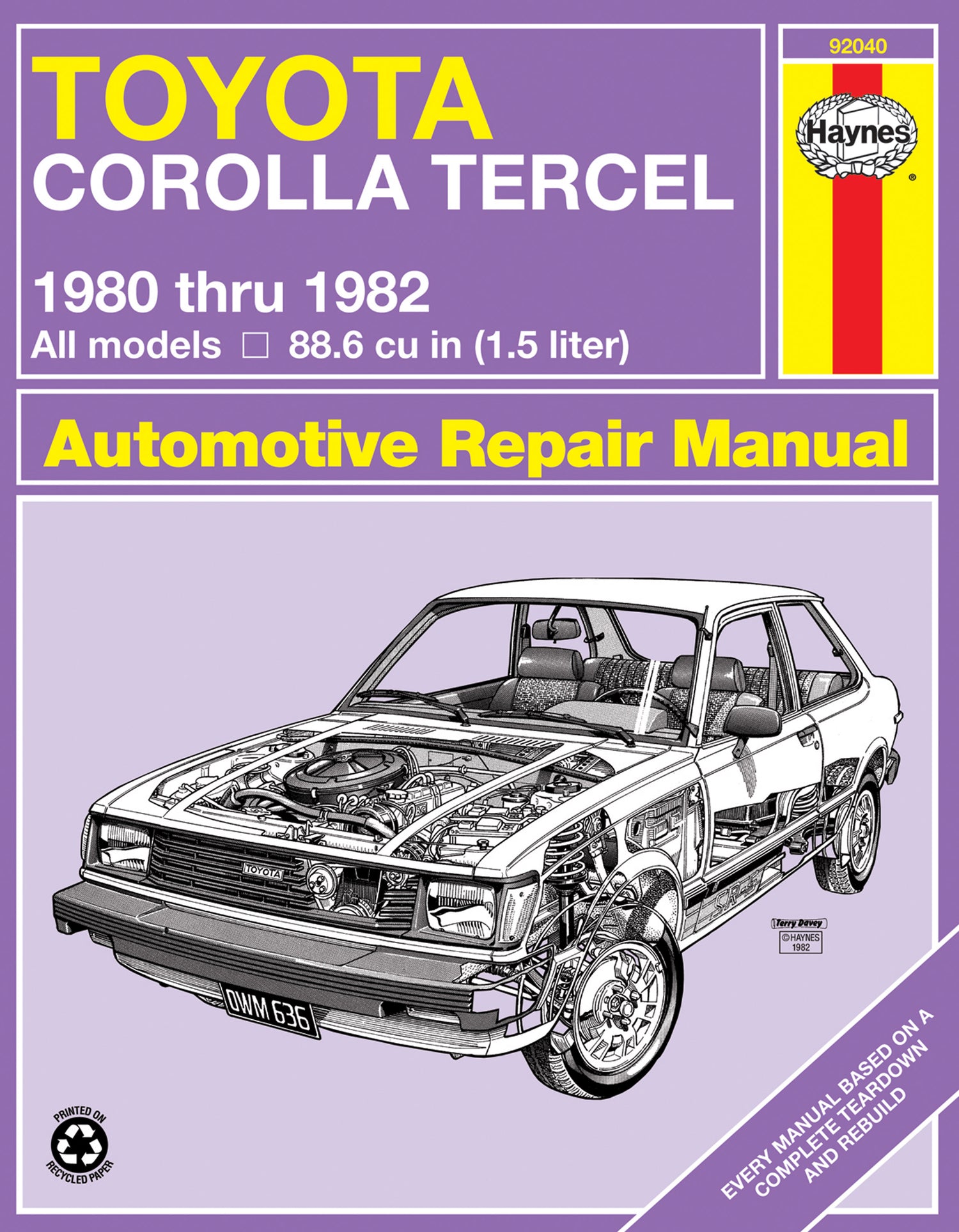 Toyota Corolla Tercel (1980-1982) Haynes Repair Manual (USA)