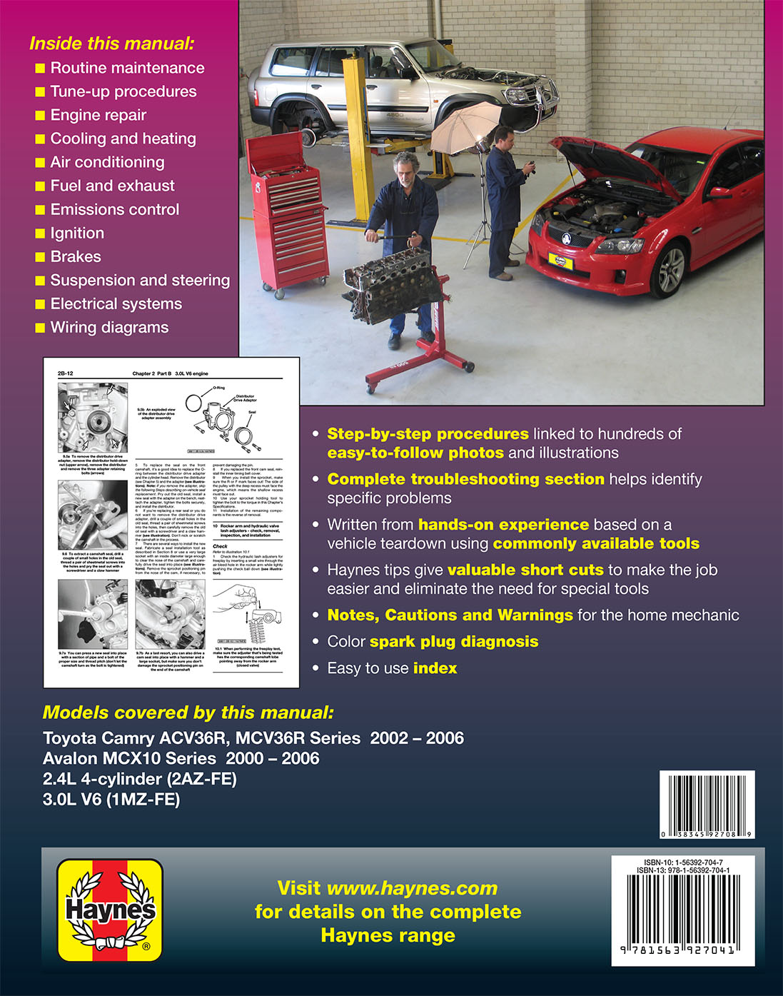 Toyota Camry (02-06) & Toyota Avalon (00-06) Haynes Repair Manual