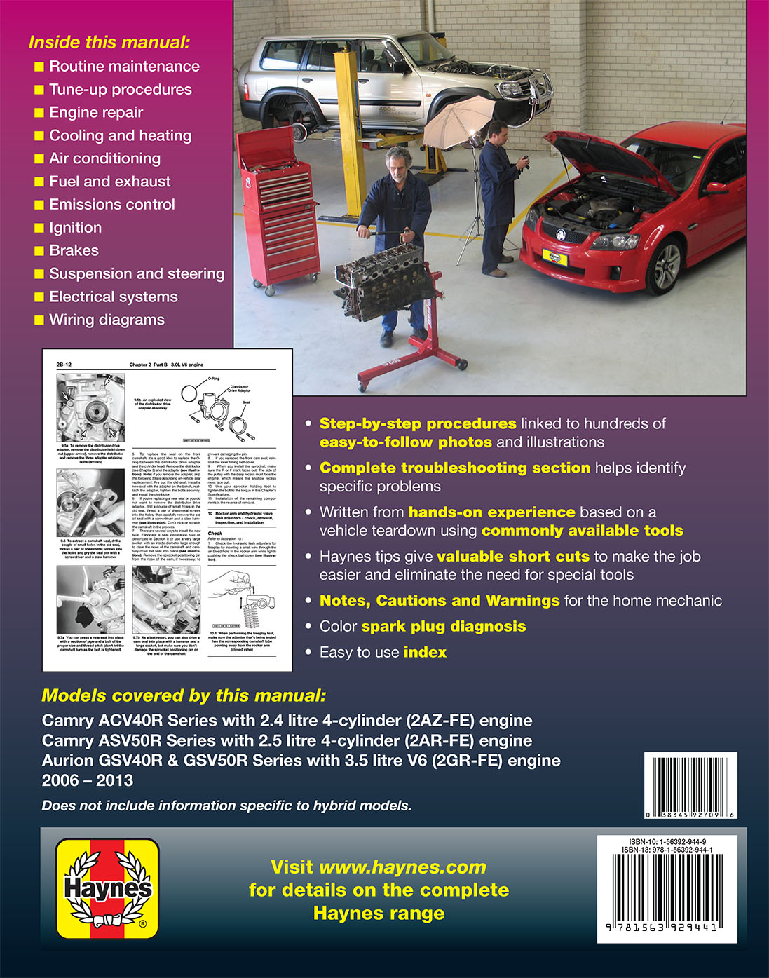 Toyota Camry & Toyota Aurion (06-13) Haynes Repair Manual