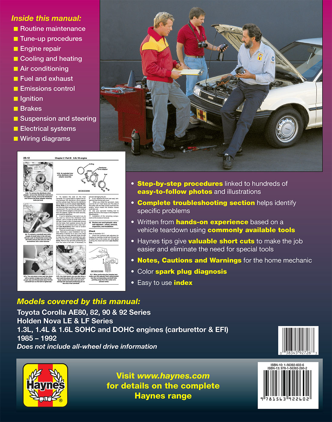 Toyota Corolla & Holden Nova (85-92) Haynes Repair Manual