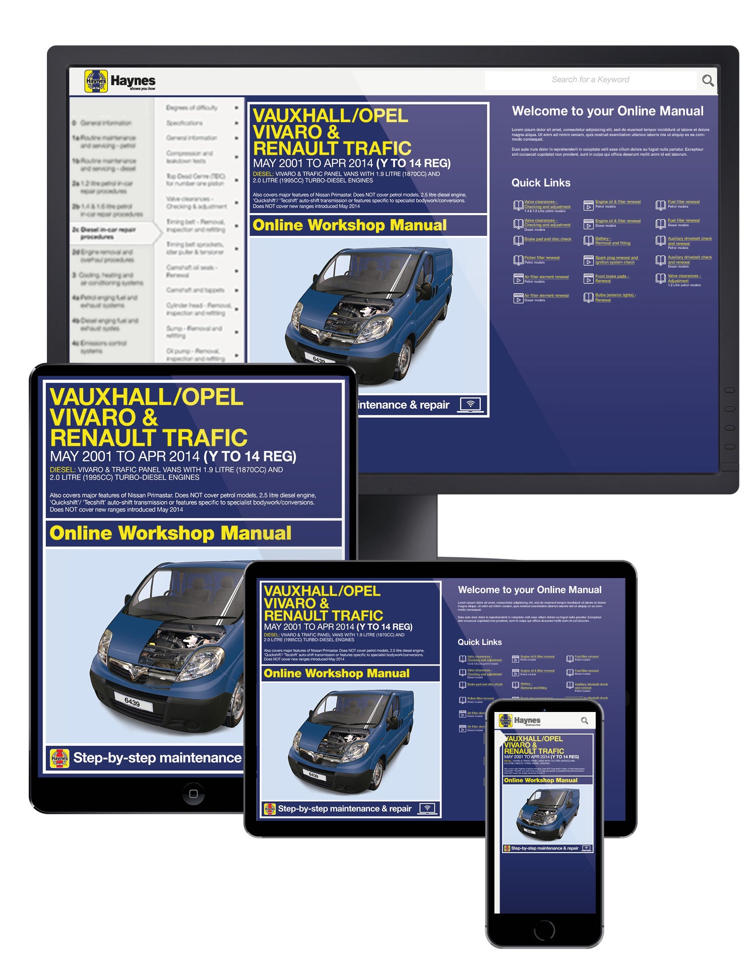 Vauxhall/Opel Vivaro & Renault Trafic Diesel May 01 to Apr 14 (Y to 14 reg) Haynes Online Manual