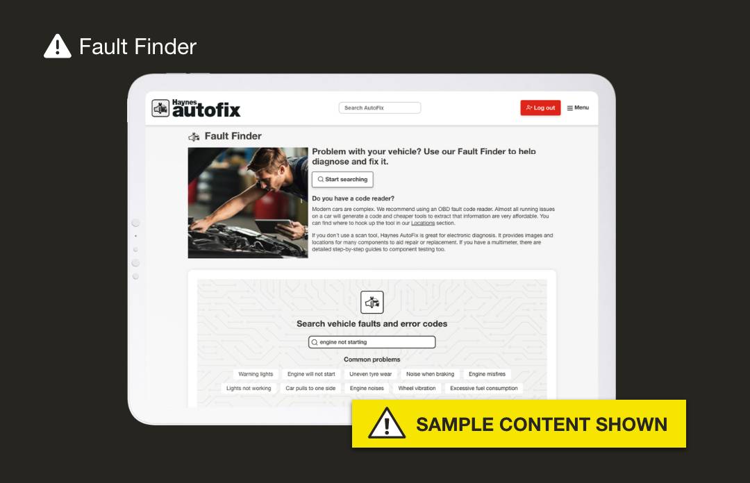 Autofix product sample content for fault finder