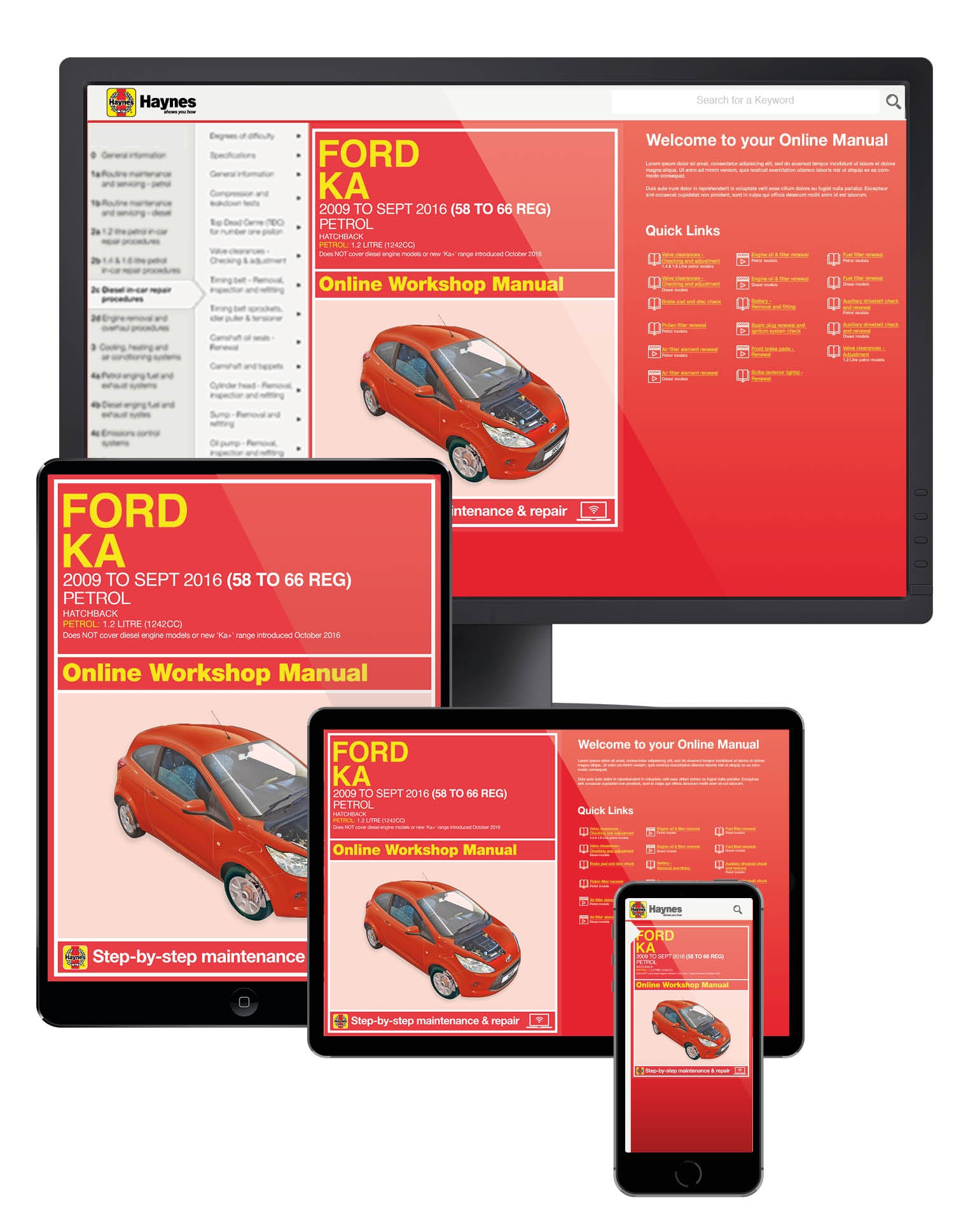 Ford Ka (2009-2016) 58 to 66 Petrol Haynes Online Manual