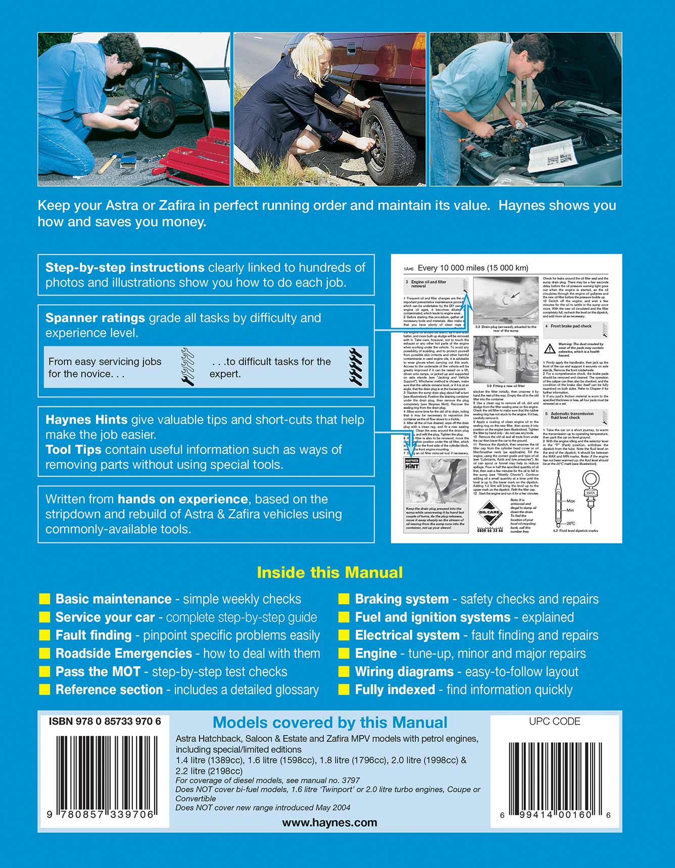 Vauxhall/Opel Astra and Zafira Petrol (Feb 98 - Apr 04) R to 04 Haynes Online Manual